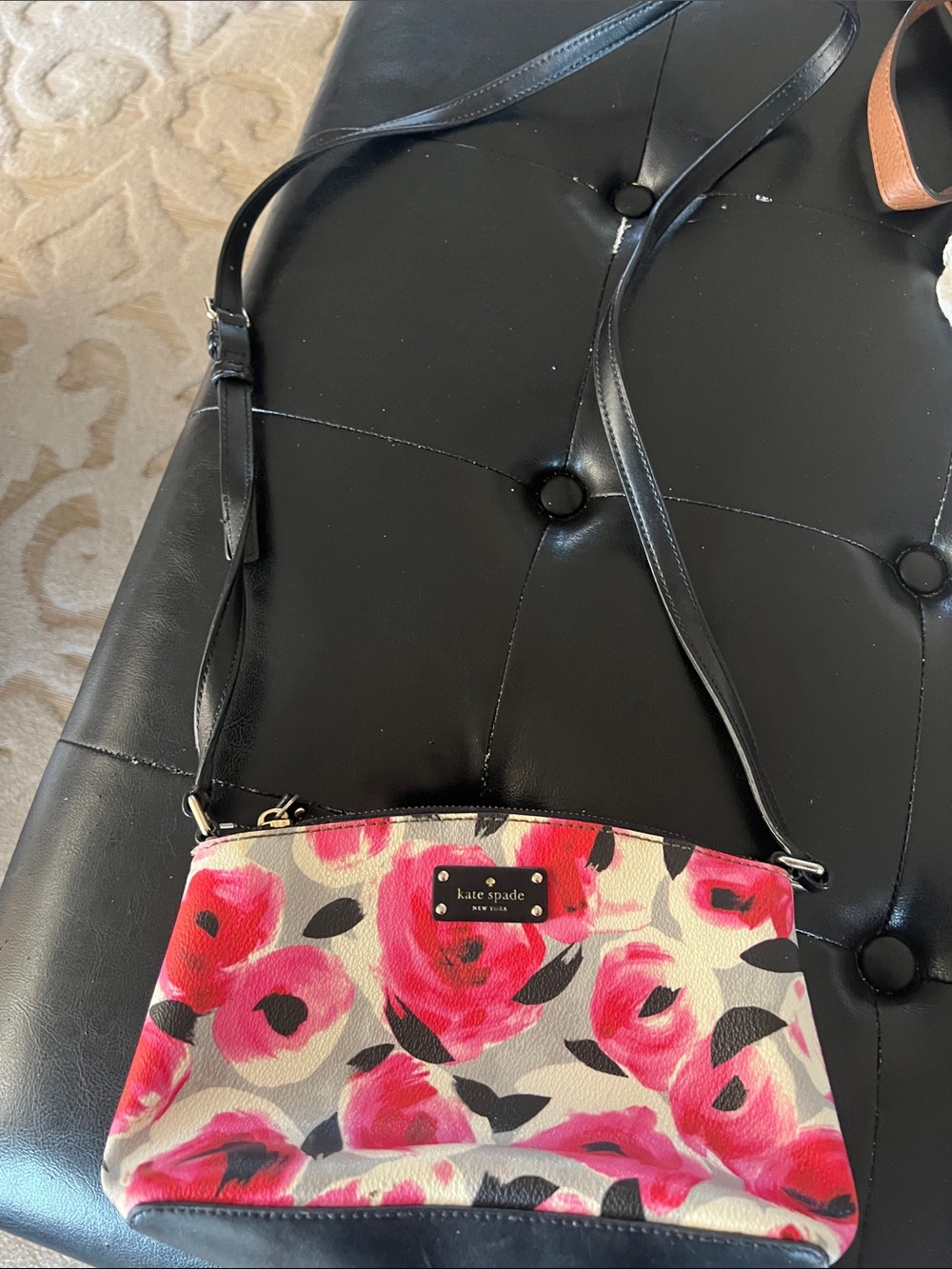 kate spade Floral Pink and Black Crossbody Bag